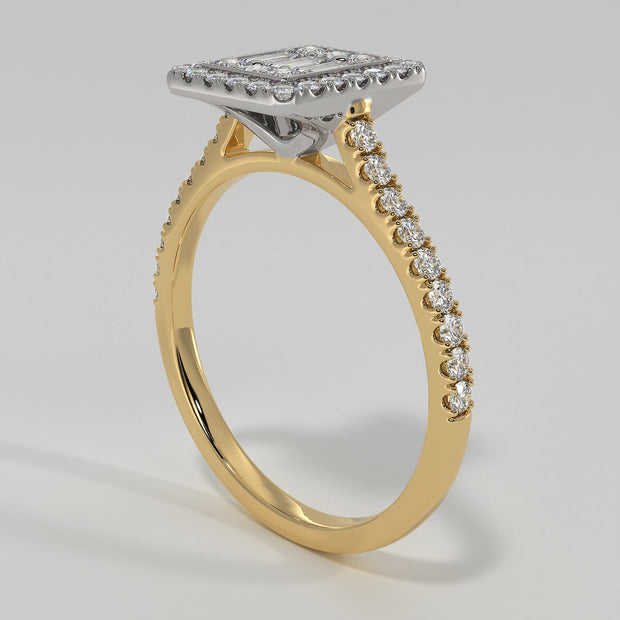 Illusion Set Diamond Engagement Ring In Yellow Gold Designed by FANCI Bespoke Fine Jewellery