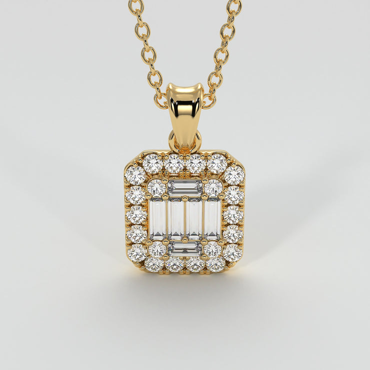 Illusion Set Diamond Pendant In Yellow Gold Designed And Manufactured By FANCI Bespoke Fine Jewellery