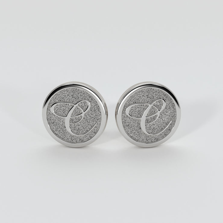 Cufflinks With Engraved Initials In Silver Designed by FANCI Bespoke Fine Jewellery