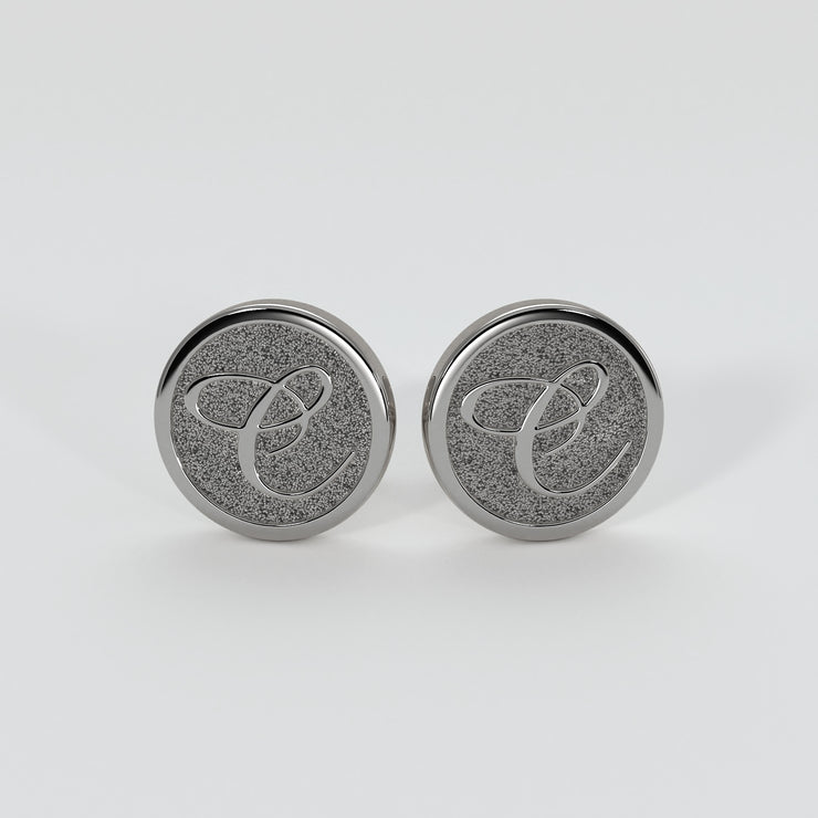 Cufflinks With Engraved Initials In Titanium Designed by FANCI Bespoke Fine Jewellery