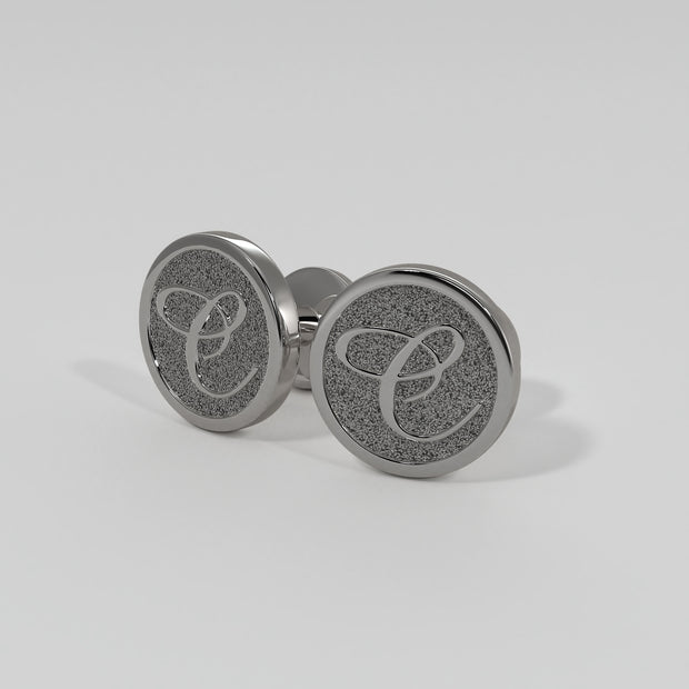 Cufflinks With Engraved Initials In Titanium Designed by FANCI Bespoke Fine Jewellery