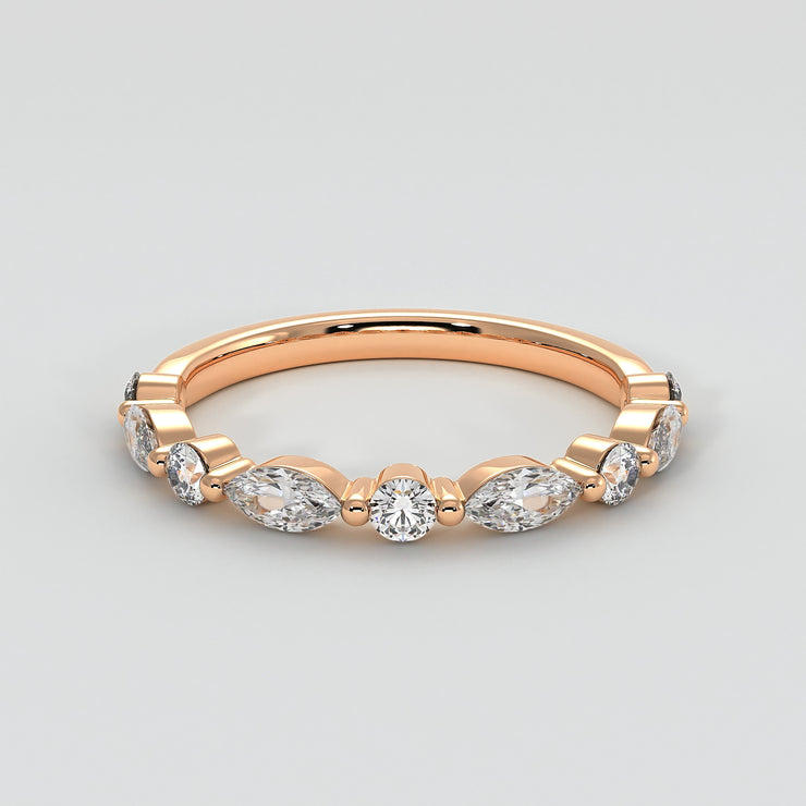 Marquise And Round Diamond Ring In Rose Gold Designed by FANCI Bespoke Fine Jewellery