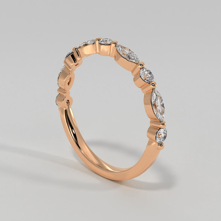 Marquise And Round Diamond Ring In Rose Gold Designed by FANCI Bespoke Fine Jewellery