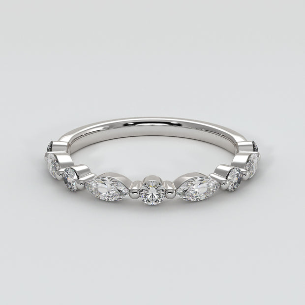 Marquise And Round Diamond Ring In White Gold Designed by FANCI Bespoke Fine Jewellery