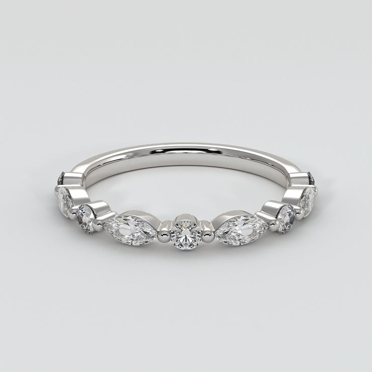 Marquise And Round Diamond Ring In White Gold Designed by FANCI Bespoke Fine Jewellery