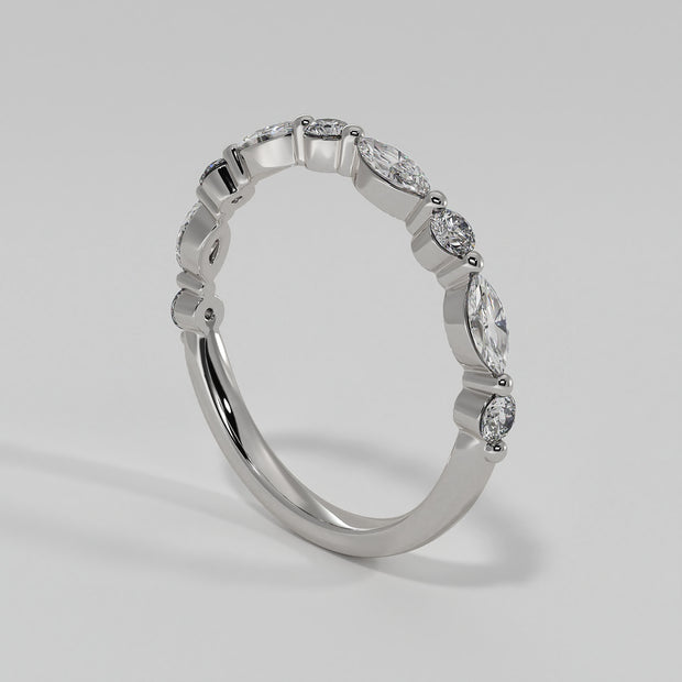 Marquise And Round Diamond Ring In White Gold Designed by FANCI Bespoke Fine Jewellery