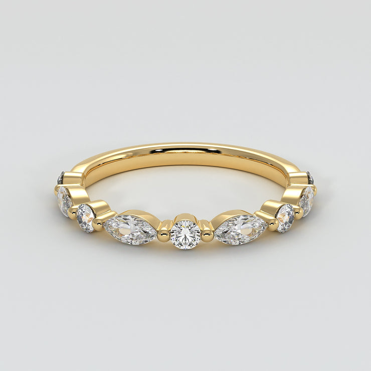 Marquise And Round Diamond Ring In Yellow Gold Designed by FANCI Bespoke Fine Jewellery