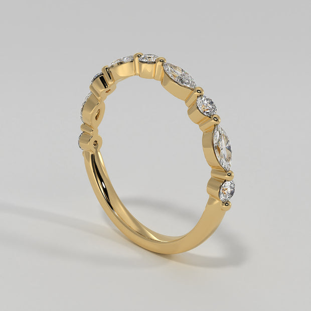 Marquise And Round Diamond Ring In Yellow Gold Designed by FANCI Bespoke Fine Jewellery