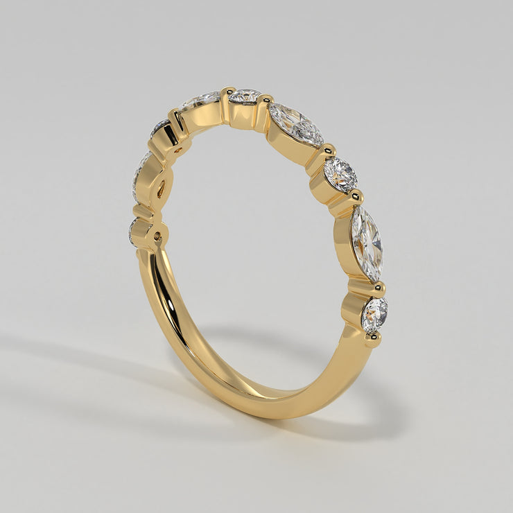 Marquise And Round Diamond Ring In Yellow Gold Designed by FANCI Bespoke Fine Jewellery