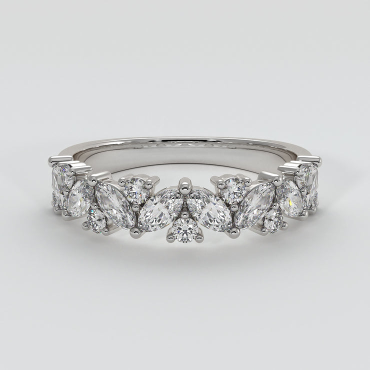 Marquise And Round Diamond Zig Zag Ring