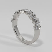 Marquise And Round Diamond Zig Zag Ring In White Gold Designed by FANCI Bespoke Fine Jewellery