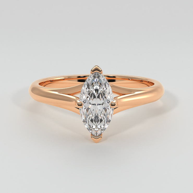 Marquise Diamond Solitaire Engagement Ring In Rose Gold Designed by FANCI Bespoke Fine Jewellery