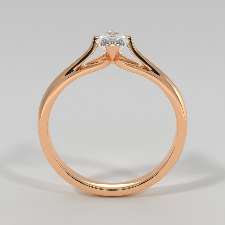 Marquise Diamond Solitaire Engagement Ring In Rose Gold Designed by FANCI Bespoke Fine Jewellery