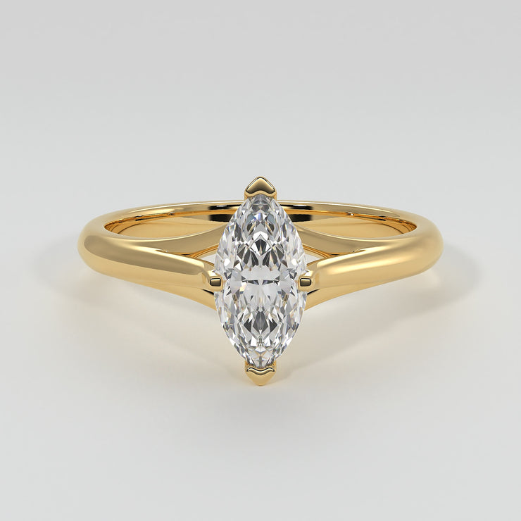 Marquise Diamond Solitaire Engagement Ring In Yellow Gold Designed by FANCI Bespoke Fine Jewellery