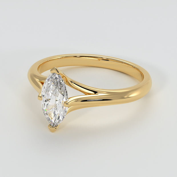 Marquise Diamond Solitaire Engagement Ring In Yellow Gold Designed by FANCI Bespoke Fine Jewellery