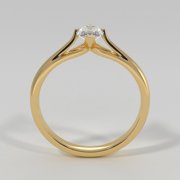 Marquise Diamond Solitaire Engagement Ring In Yellow Gold Designed by FANCI Bespoke Fine Jewellery