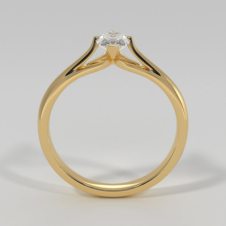 Marquise Diamond Solitaire Engagement Ring In Yellow Gold Designed by FANCI Bespoke Fine Jewellery