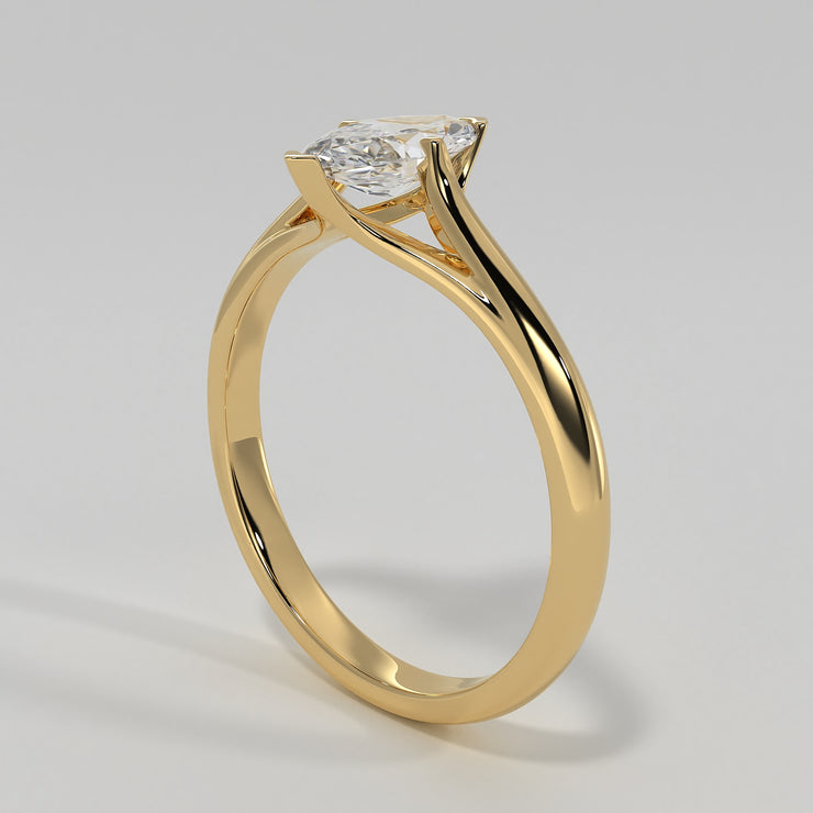 Marquise Diamond Solitaire Engagement Ring In Yellow Gold Designed by FANCI Bespoke Fine Jewellery