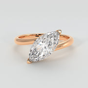 Marquise Diamond Solitaire Twist Engagement Ring In Rose Gold Designed by FANCI Bespoke Fine Jewellery