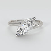 Marquise Diamond Solitaire Twist Engagement Ring In White Gold Designed by FANCI Bespoke Fine Jewellery