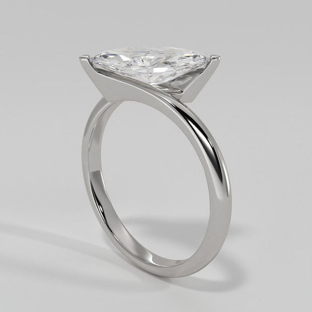 Marquise Diamond Solitaire Twist Engagement Ring In White Gold Designed by FANCI Bespoke Fine Jewellery