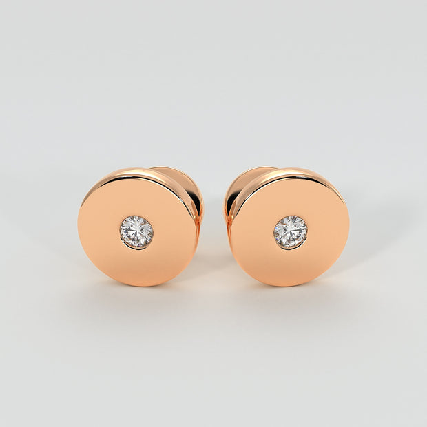 Silver Cufflinks With Rub Over Set Moissanites And Rose Gold Plated Designed by FANCI Bespoke Fine Jewellery