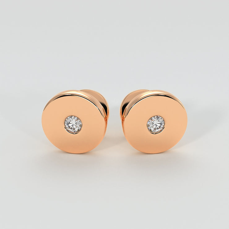 Silver Cufflinks With Rub Over Set Moissanites And Rose Gold Plated Designed by FANCI Bespoke Fine Jewellery