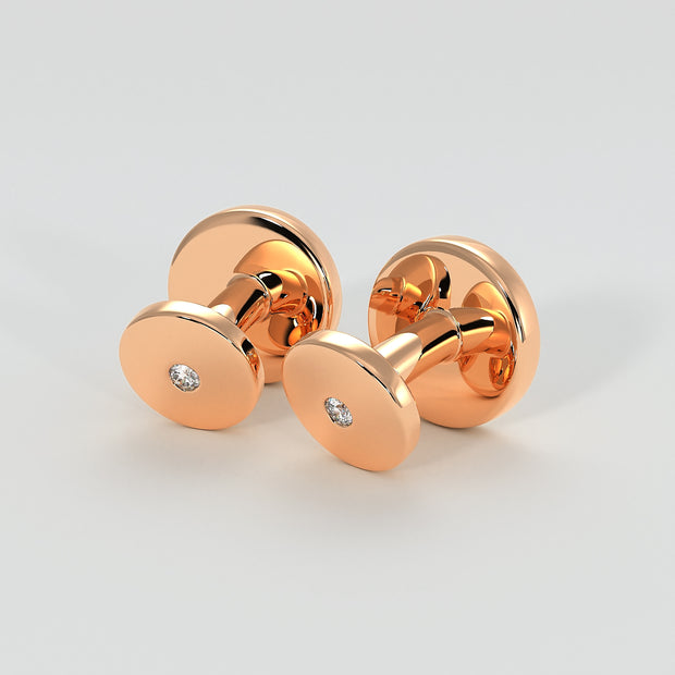 Silver Cufflinks With Rub Over Set Moissanites And Rose Gold Plated Designed by FANCI Bespoke Fine Jewellery