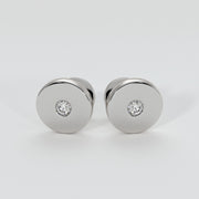 Silver Cufflinks With Rub Over Set Moissanites Designed by FANCI Bespoke Fine Jewellery