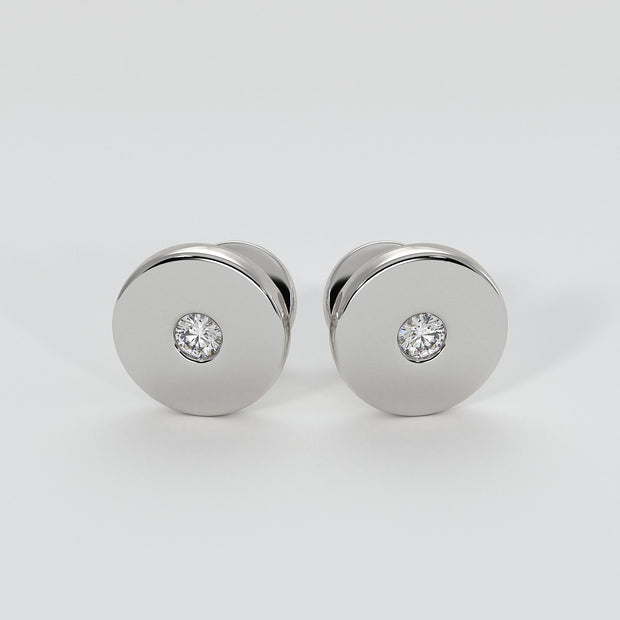 Silver Cufflinks With Rub Over Set Moissanites Designed by FANCI Bespoke Fine Jewellery