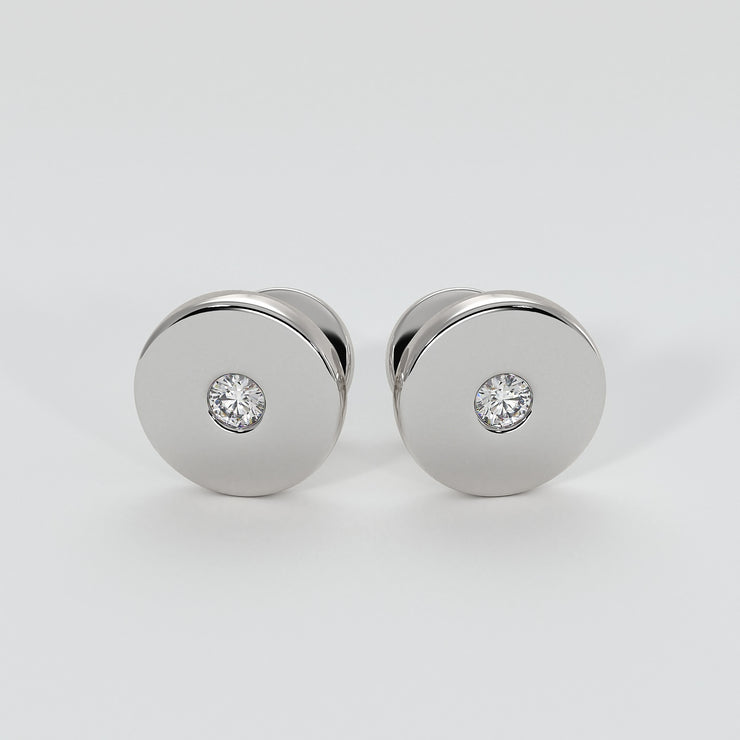 Silver Cufflinks With Rub Over Set Moissanites Designed by FANCI Bespoke Fine Jewellery