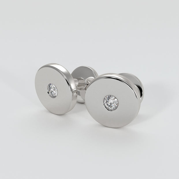 Silver Cufflinks With Rub Over Set Moissanites Designed by FANCI Bespoke Fine Jewellery