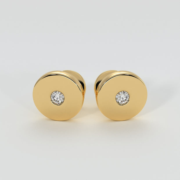 Silver Cufflinks With Rub Over Set Moissanites And Yellow Gold Plated Designed by FANCI Bespoke Fine Jewellery