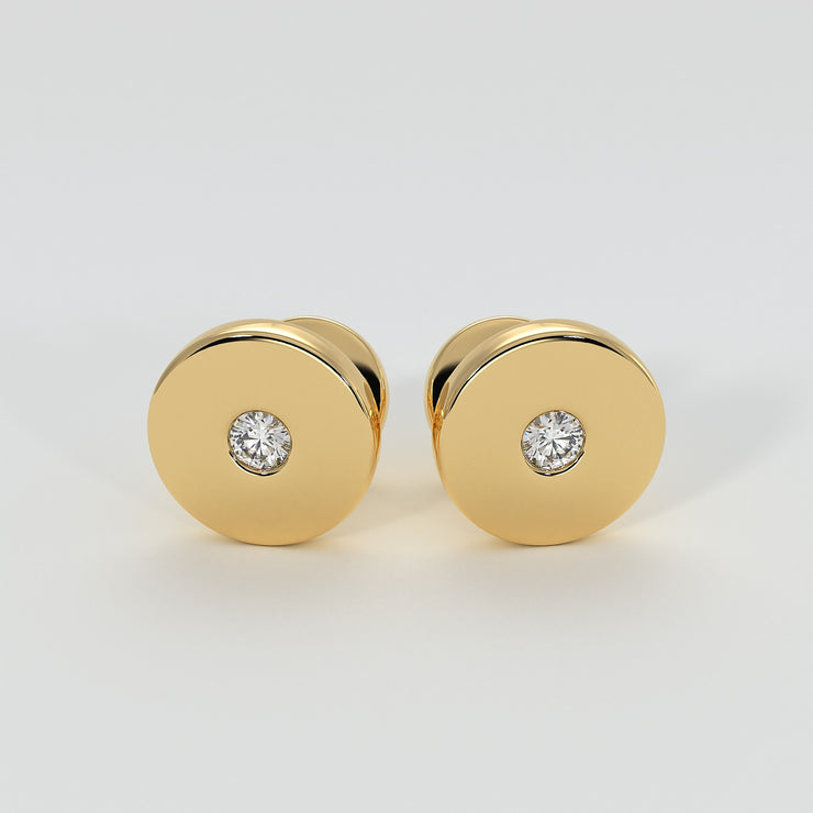 Silver Cufflinks With Rub Over Set Moissanites And Yellow Gold Plated Designed by FANCI Bespoke Fine Jewellery