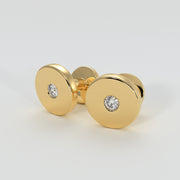 Silver Cufflinks With Rub Over Set Moissanites And Yellow Gold Plated Designed by FANCI Bespoke Fine Jewellery