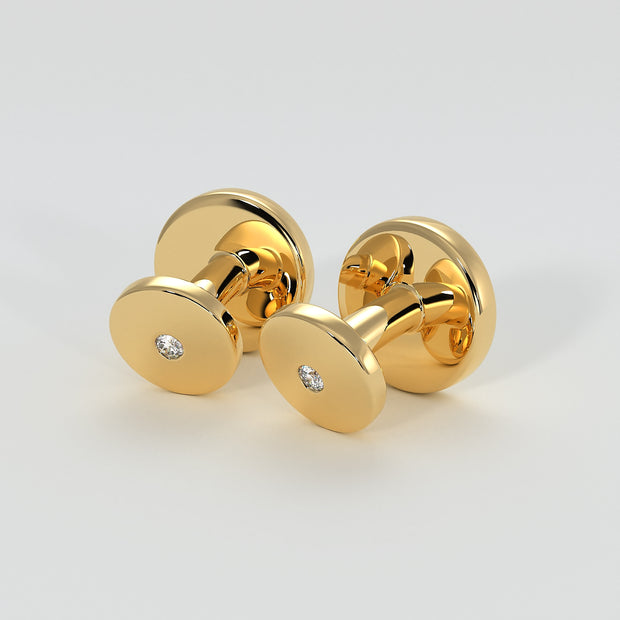 Silver Cufflinks With Rub Over Set Moissanites And Yellow Gold Plated Designed by FANCI Bespoke Fine Jewellery