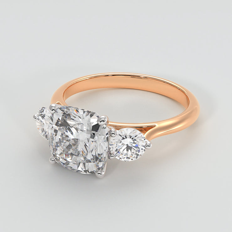 Open Setting Trilogy Engagement Ring In Rose Gold Designed by FANCI Bespoke Fine Jewellery