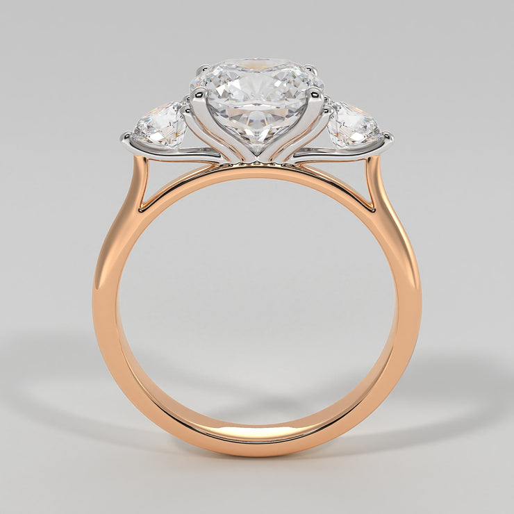 Open Setting Trilogy Engagement Ring In Rose Gold Designed by FANCI Bespoke Fine Jewellery