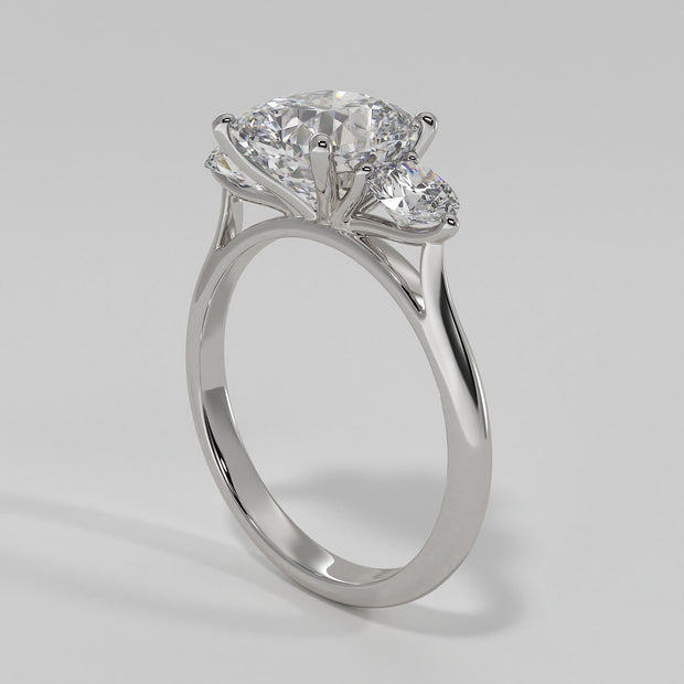 Open Setting Trilogy Engagement Ring In White Gold Designed by FANCI Bespoke Fine Jewellery