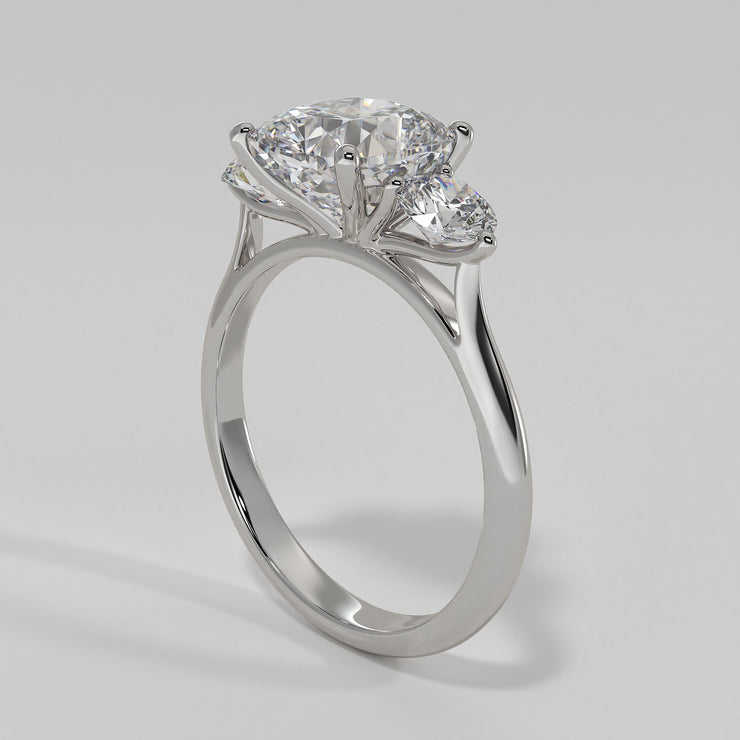 Open Setting Trilogy Engagement Ring In White Gold Designed by FANCI Bespoke Fine Jewellery