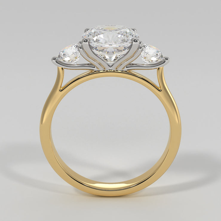 Open Setting Trilogy Engagement Ring In Yellow Gold Designed by FANCI Bespoke Fine Jewellery