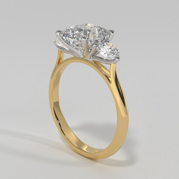 Open Setting Trilogy Engagement Ring In Yellow Gold Designed by FANCI Bespoke Fine Jewellery