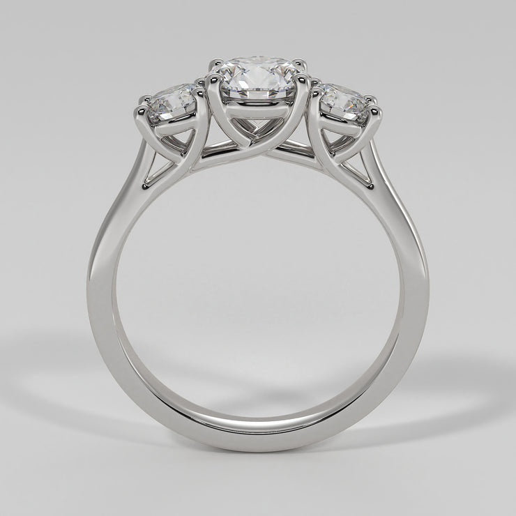 Ornate Trilogy Engagement Ring In White Gold Designed And Manufactured By FANCI Bespoke Fine Jewellery