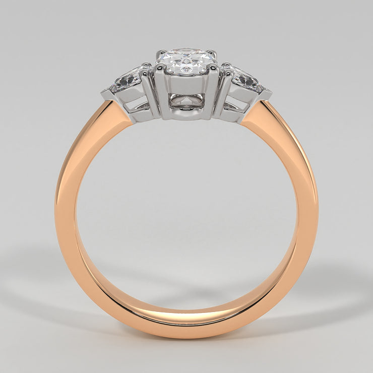 Oval And Pear Diamonds Trilogy Engagement Ring In Rose Gold Designed by FANCI Bespoke Fine Jewellery