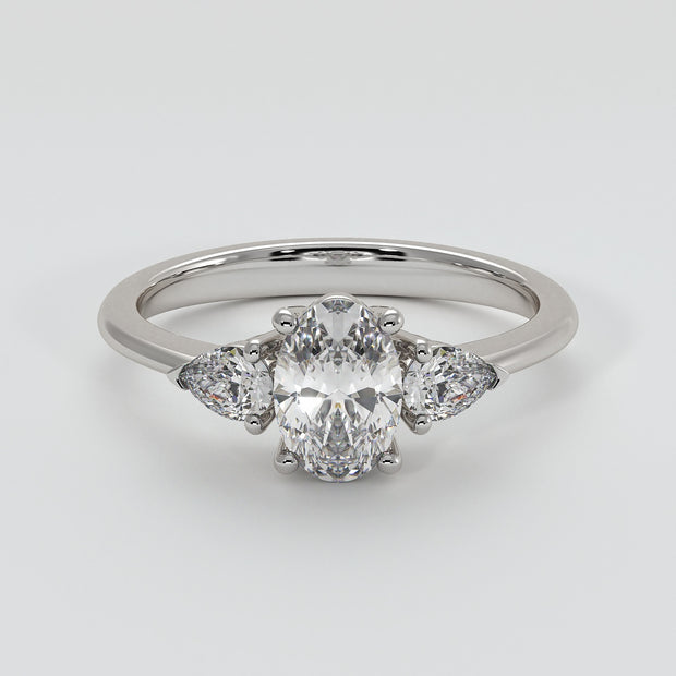 Oval And Pear Diamonds Trilogy Engagement Ring - from £1495