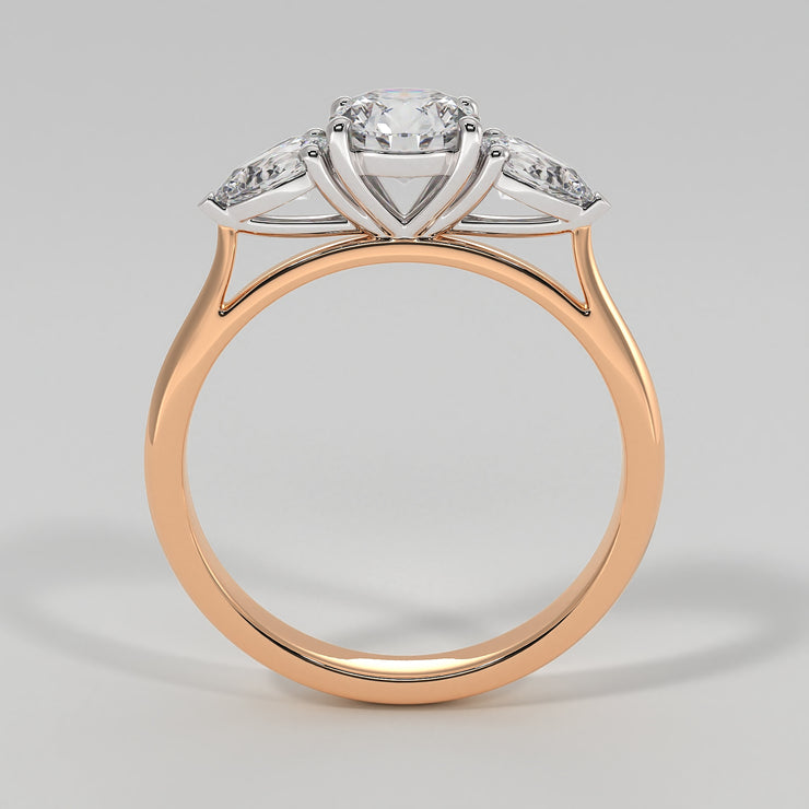 Pear And Round Diamonds Trilogy Engagement Ring In Rose Gold Designed by FANCI Bespoke Fine Jewellery