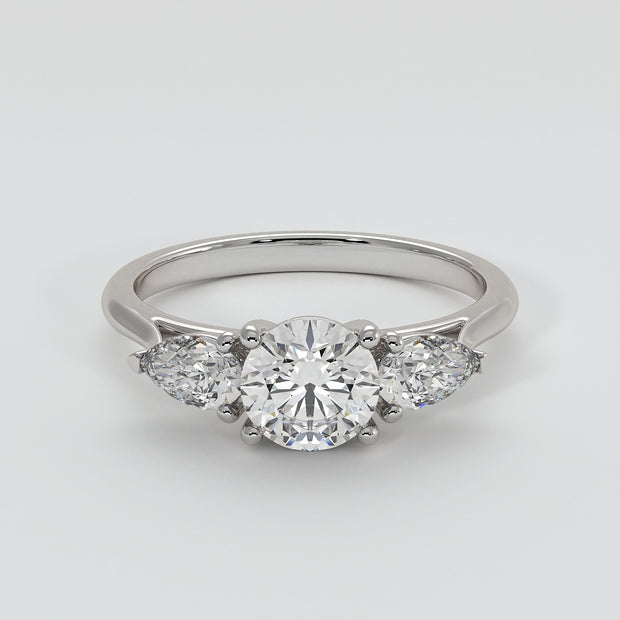 Pear And Round Diamond Trilogy Engagement Ring - from £1495