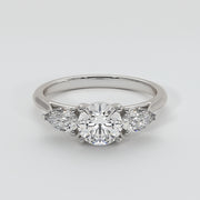Pear And Round Diamonds Trilogy Engagement Ring In White Gold Designed by FANCI Bespoke Fine Jewellery