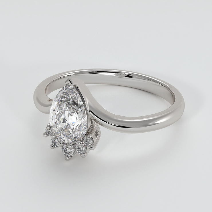 Pear Shape Diamond Engagement Ring With Diamond Crown In White Gold Designed by FANCI Bespoke Fine Jewellery