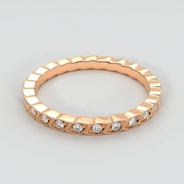 Rose Gold Petal Ring With Diamonds Designed by FANCI Bespoke Fine Jewellery